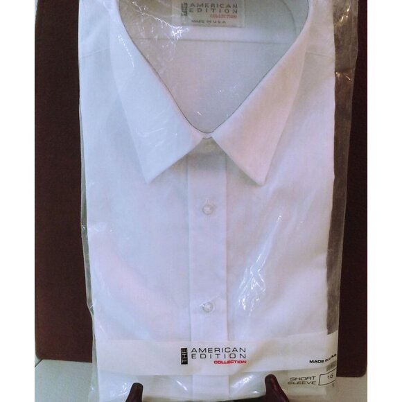 New NIP Vintage 90s American Edition Oxford Shirt Men-16 Pocket SSL Poly/Cotton - Picture 1 of 9